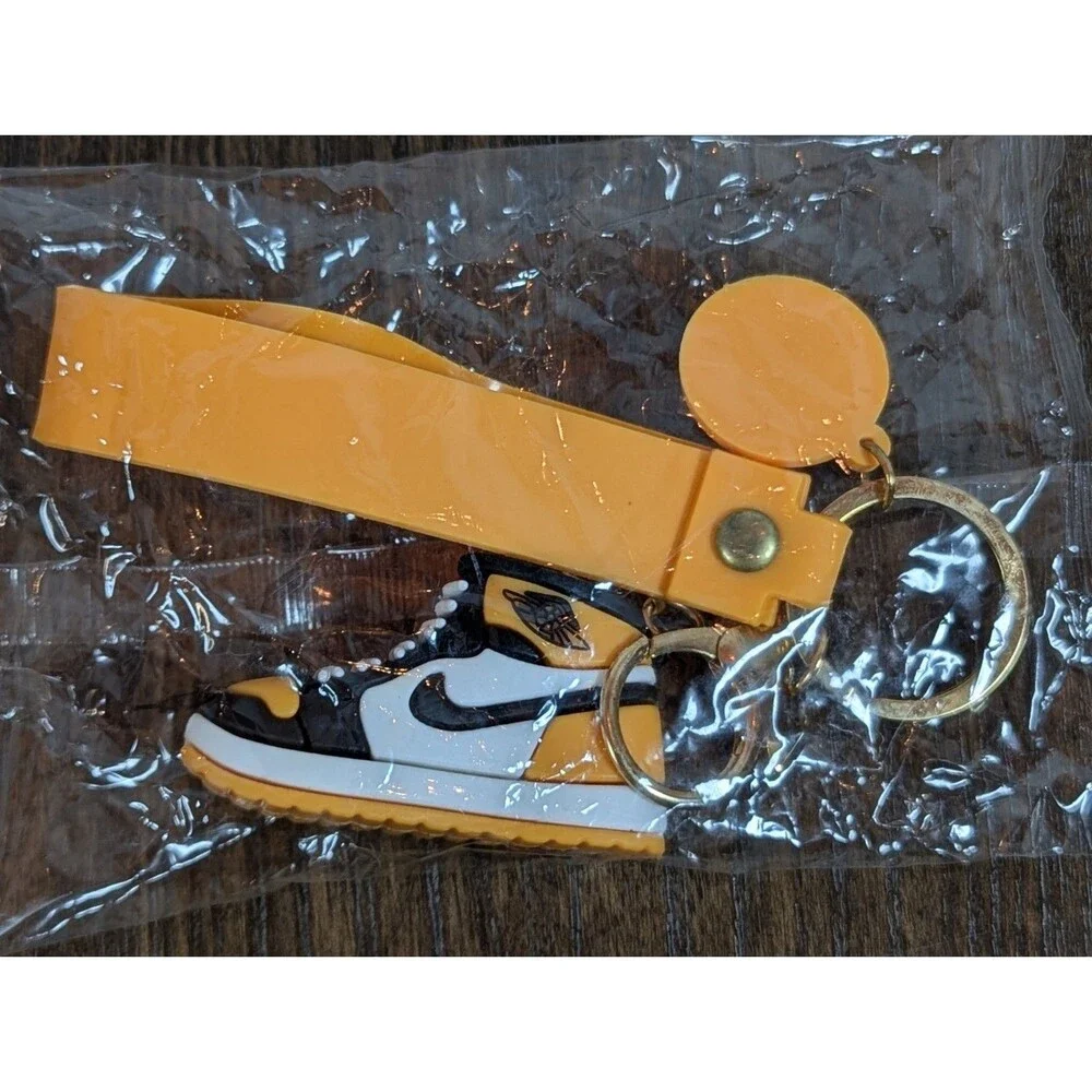 NIP Nike Air Jordan Sneaker Key Chain Yellow Black Forever Sports Basketball